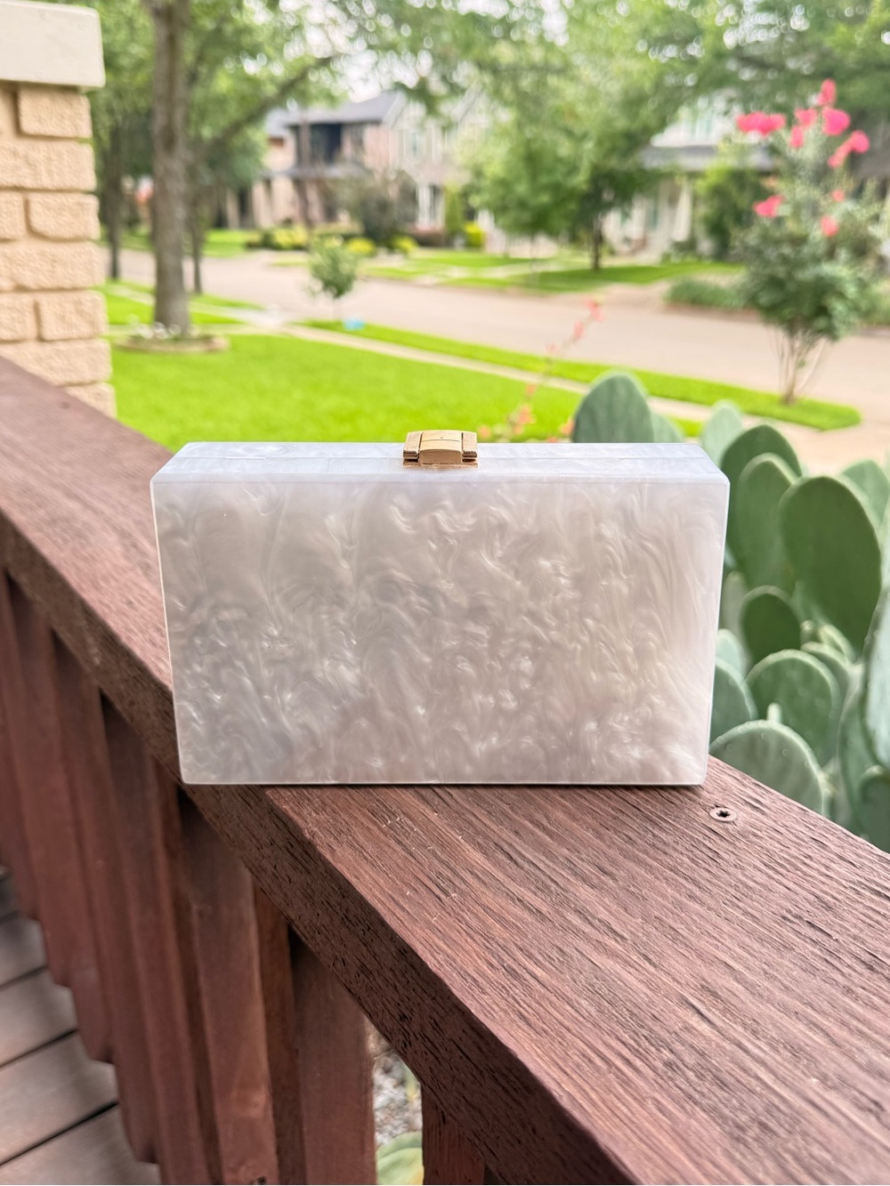 Pearlescent White Lucite Box Evening Clutch/Purse - Wedding Beachy